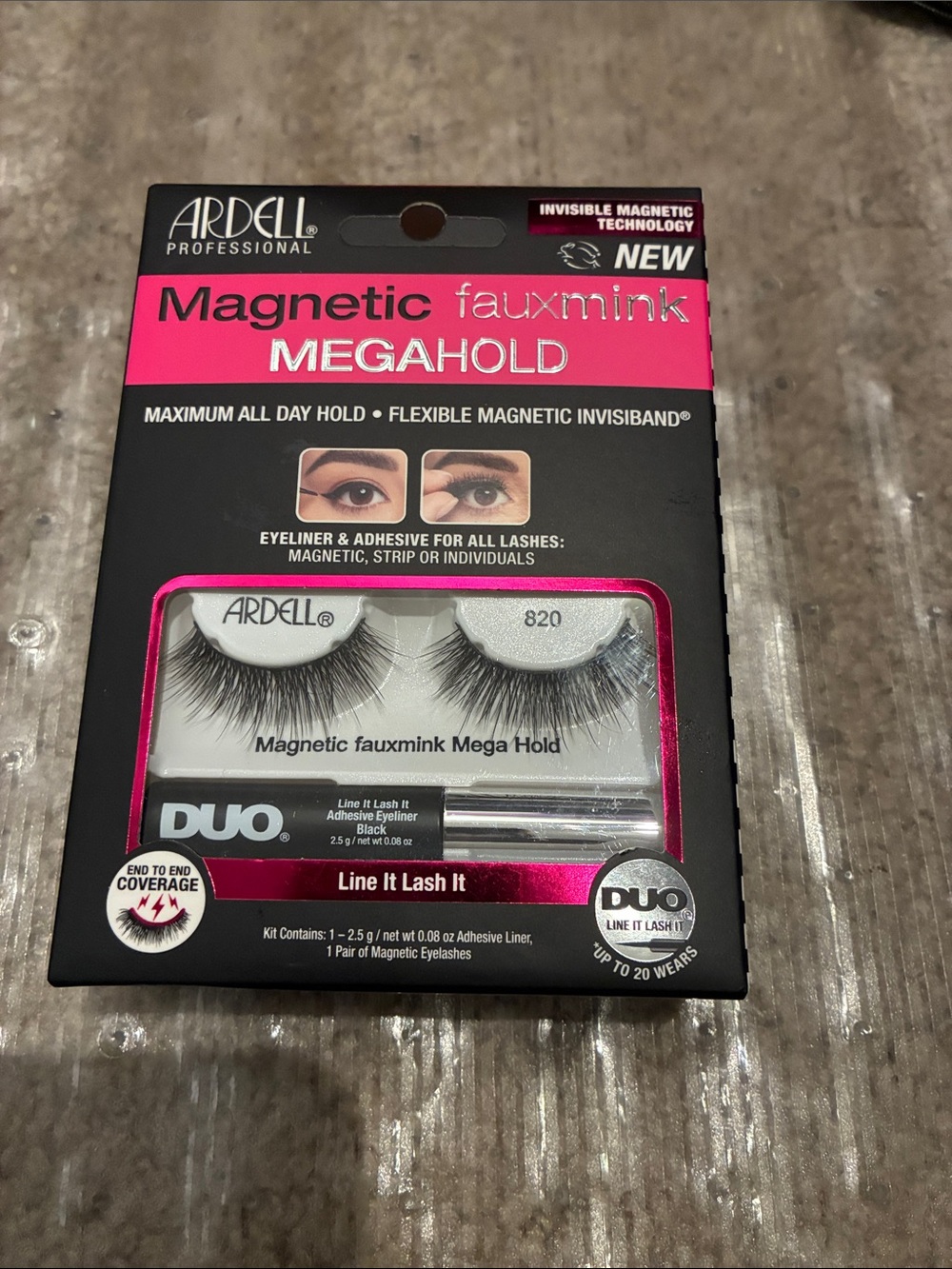 Ardell MegaHold Magnetic Fauxmink Lashes with Duo Liner - Black & Pink Accents